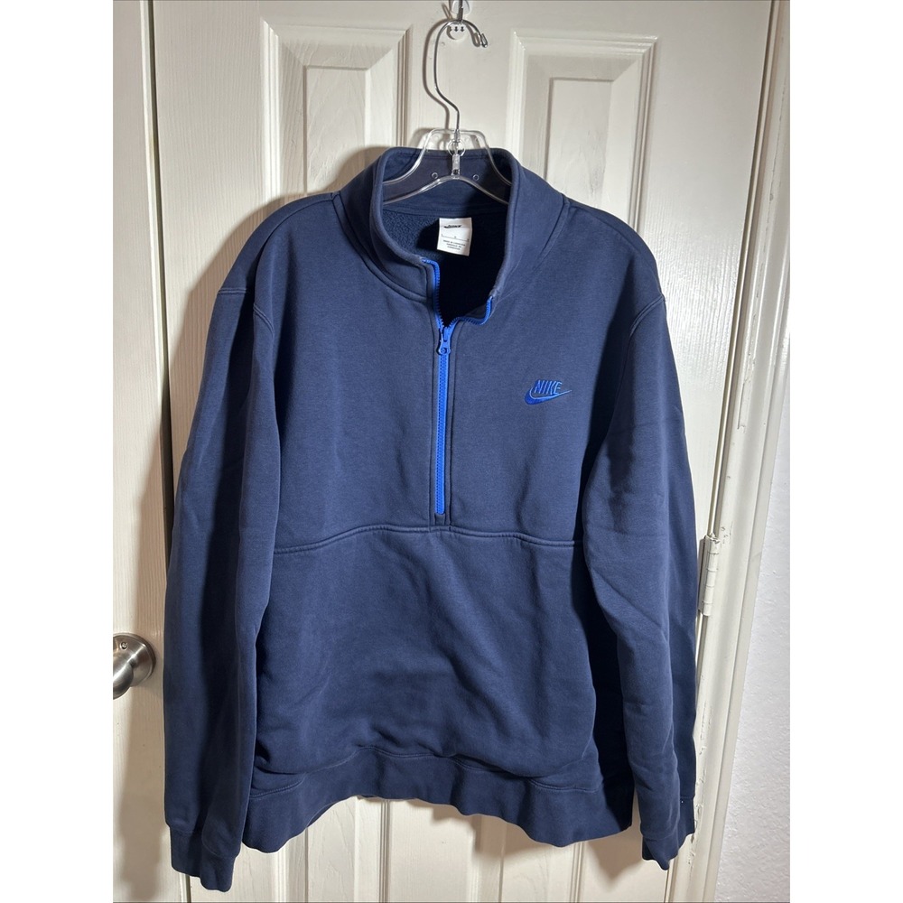 Nike Sportswear Club Fleece 1/2 Zip Pullover Blue Men's L Midnight Navy/Blue